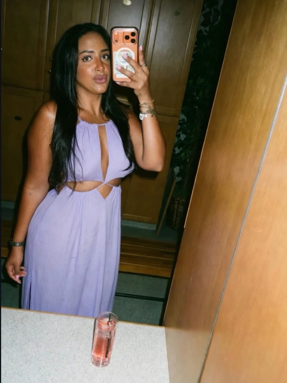 Lilac Cutout Halter Maxi Dress for Women